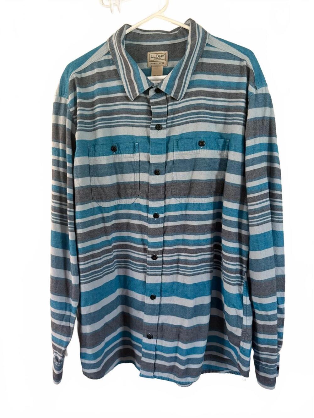 L.L.Bean Slightly Fitted XL Regular Cotton Striped Button-Up Shirt